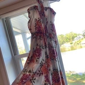 Floral long tube top romper